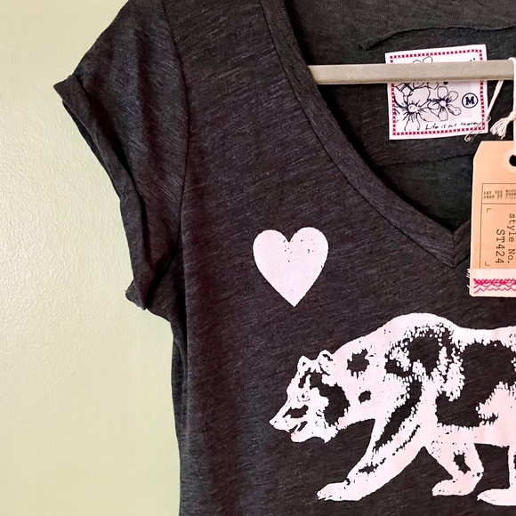 Reflex California T-Shirt Lightweight Soft Charcoal & White Fabric Size M  NWT - Picture 4 of 10